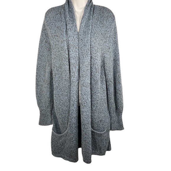 Cascade Blues Long Line Long Sleeved Blue & Black Open Knit Cardigan M - Picture 1 of 12